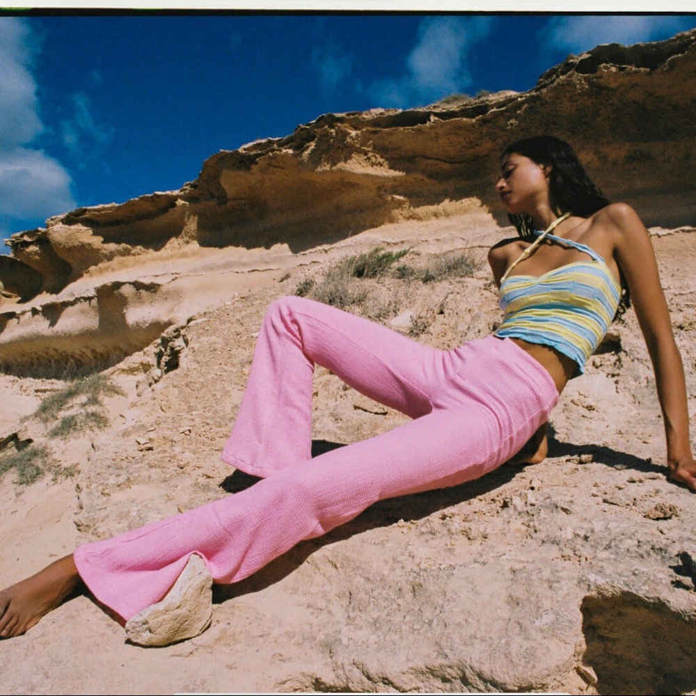 NWT gimaguas pink comporta flared trousers pants